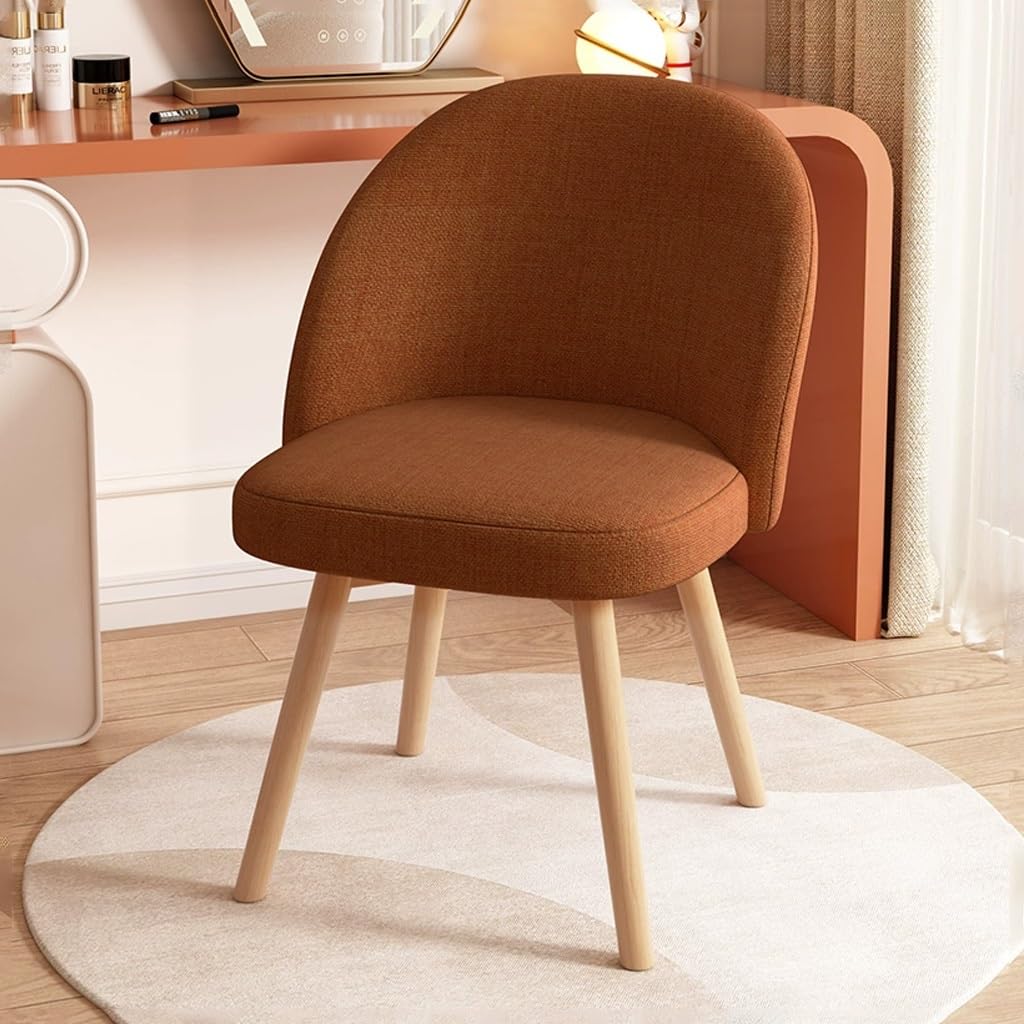 Chaise de salle à manger pivotante tissu marron pieds bois moderne et rembourrée