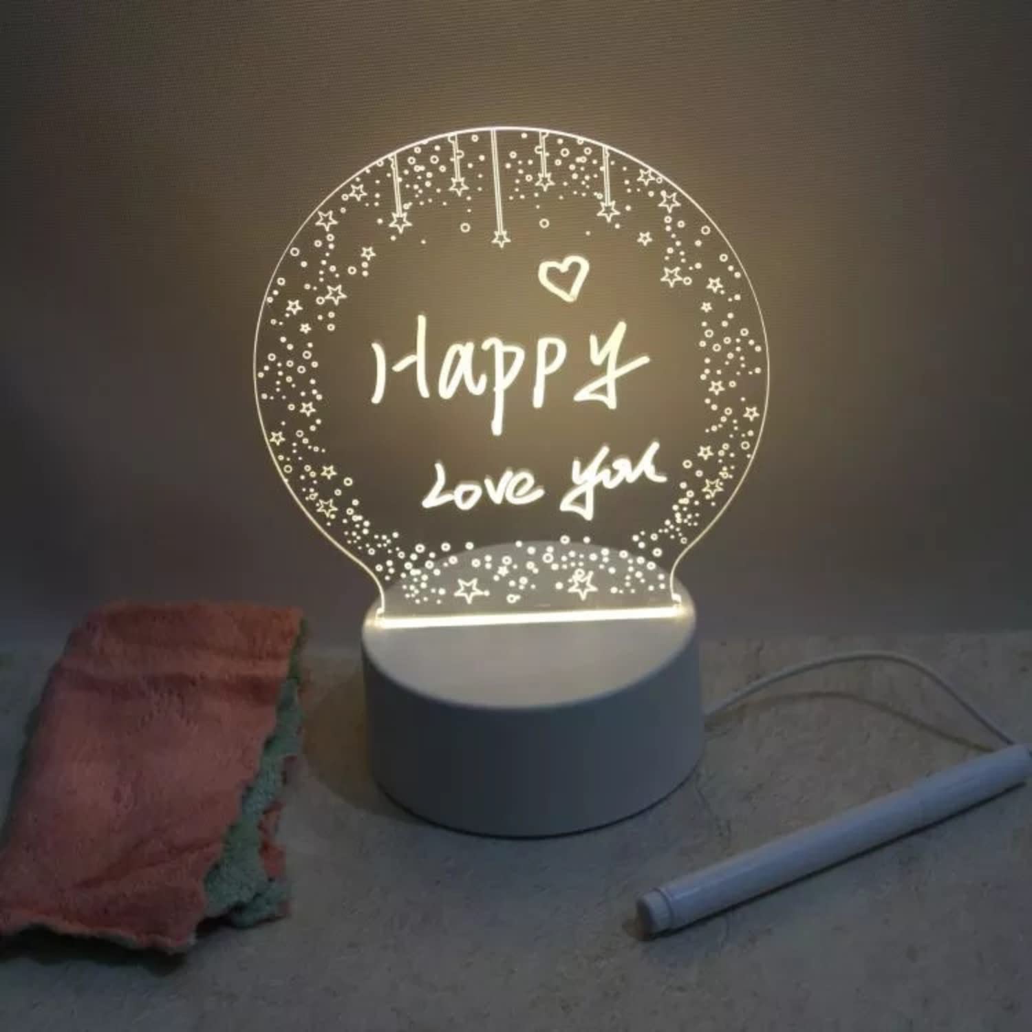 CYMNIX Note Creative Led Light Board Night Light USB Message Board Holiday Light with Pen Acrylic Board Gift for Children Girlfriend Decoration,Children's Writing Lamp