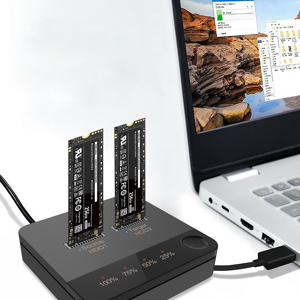 M.2 SATA/NVMe Dual-Bay Hard Drive Stacja dokująca Offline Clone Stacja dokująca Duplikator Transmisja danych Dysk twardy Stacja dokująca Clone Duplicaotr dla SSD Rozmiar 2230/2242/2260/2280/22110