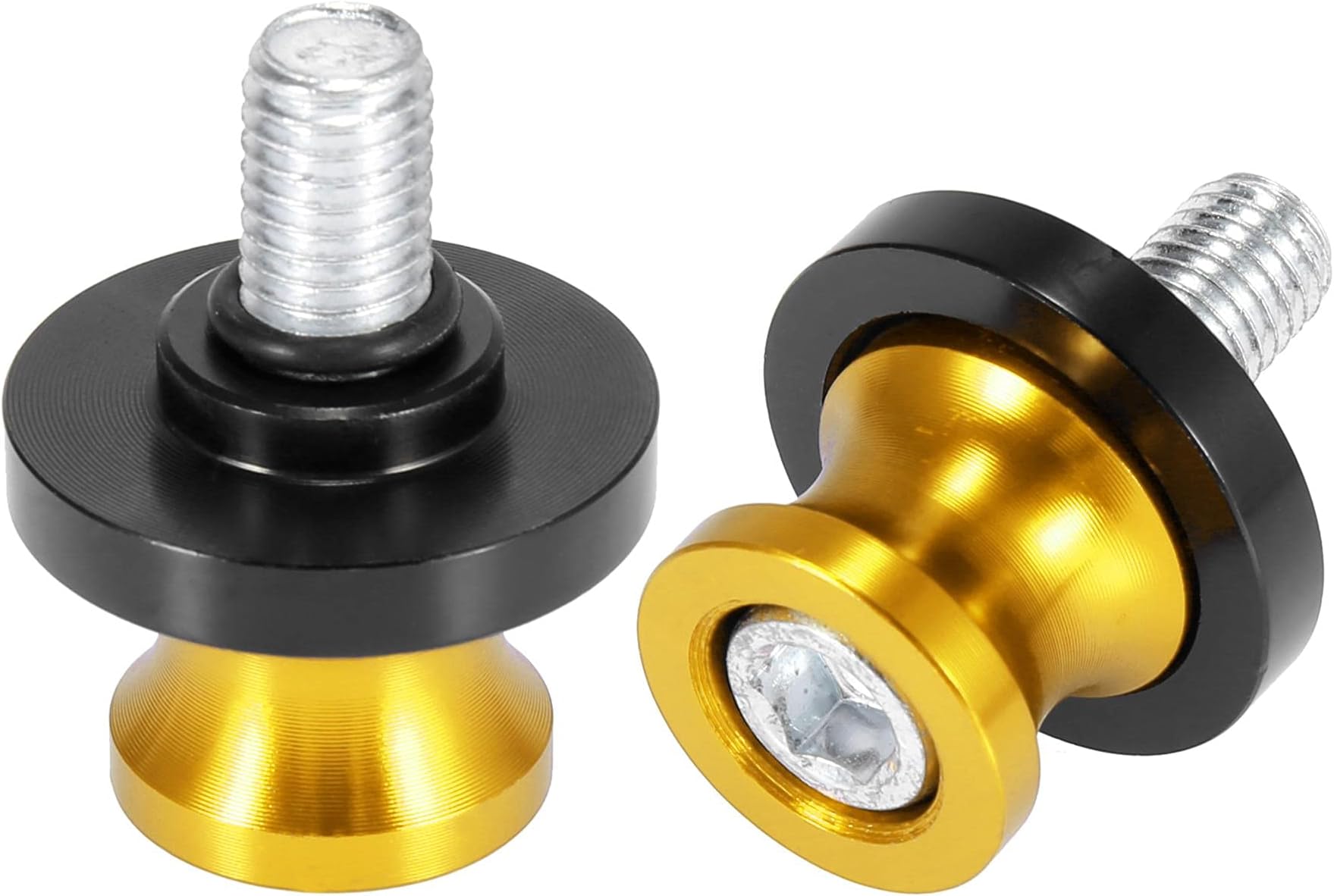 Motoforti 2pcs 10mm M10x1.5 Gold Tone Aluminum Alloy Motorcycle Swingarm Spools Sliders Stand for Kawasaki