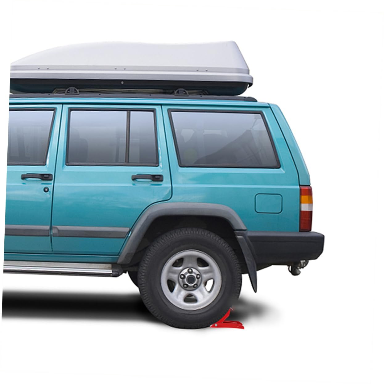 ULTECHNOVO 2 Stück Rote Metall Radkeile mit Rutschfestem Gleitschutz und Hoher Traktion Auto und Lkw Reifenstopper für Sichere Fahrzeugpositionierung im Anhängerzubehör