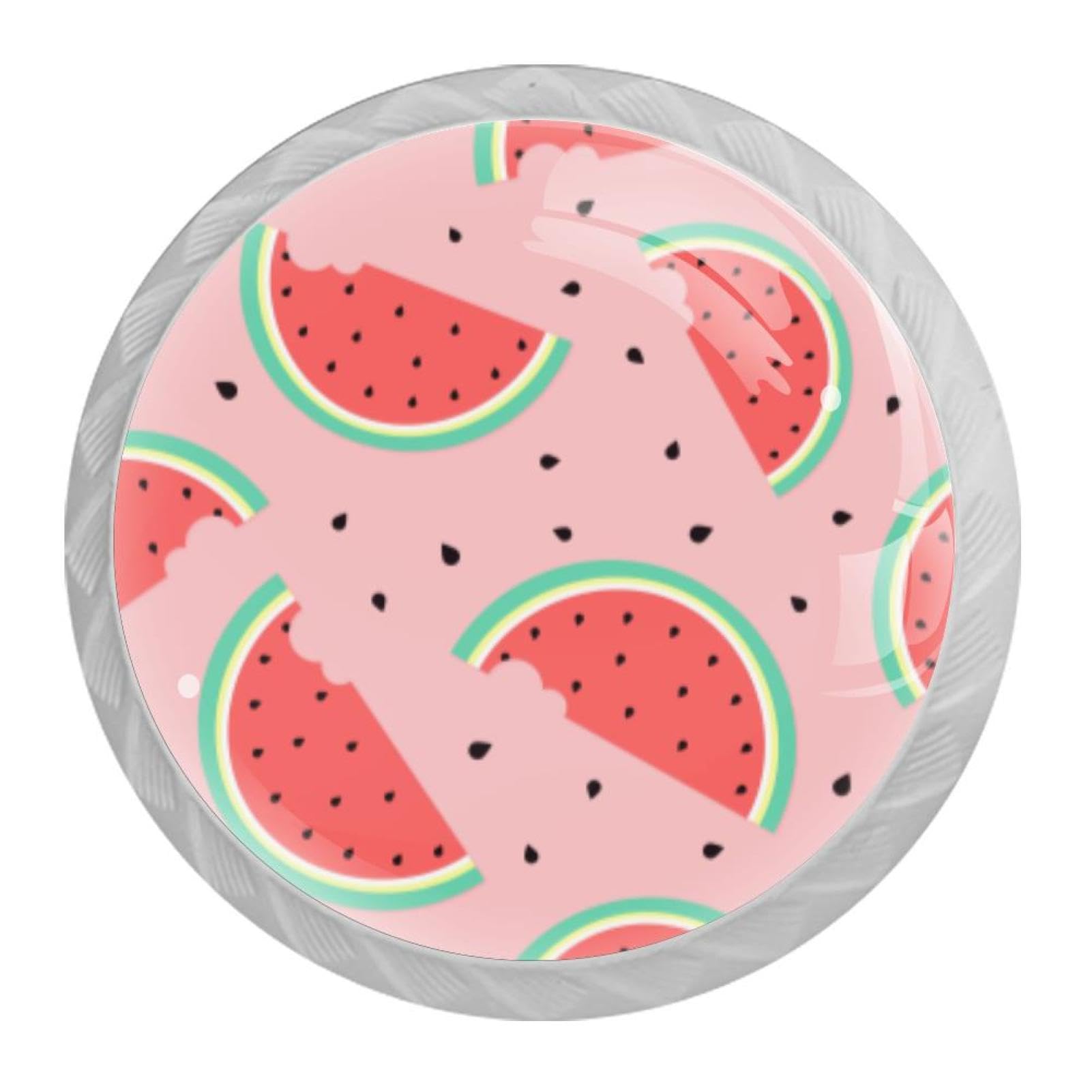 Tqmspg 4 Pieces Drawer Pulls Watermelon Patterns Door Knobs Dresser Handles for Kitchen Wardrobe Cupboard Hardware Furniture