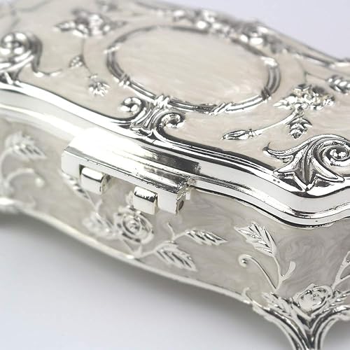 Miniatura 3 de ROSIKING Caja de música de metal de aleación en relieve, mini caja musical de cuerda antigua, cajas musicales de Navidad, cumpleaños, día de San