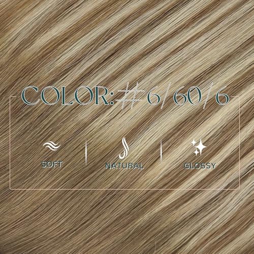 Image of Easyouth 100g 24 Inch Human Hair Butterfly Weft Extensions Balayage, Butterfly Weft Remy Hair Extensions Ombre, Medium Brown Balayage Blonde, Long Straight Hair, OVO Wefts Extension, Seamless Blend