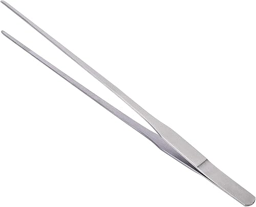Pinzas de acero inoxidable pulidas extralargas de 10.6 pulgadas con puntas dentadas de precisión para jardín, cocina, interior y exterior