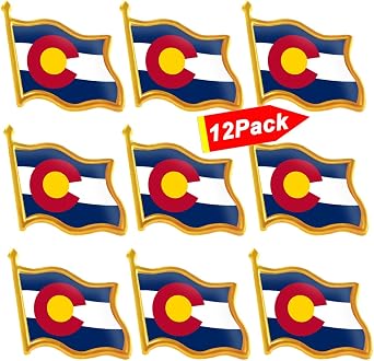 12/48/100Pcs-Metal American Colorado State Flag Pins Waving US USA CO Lapel Pins Bulk United States Patriotic Pins Souvenir Pins