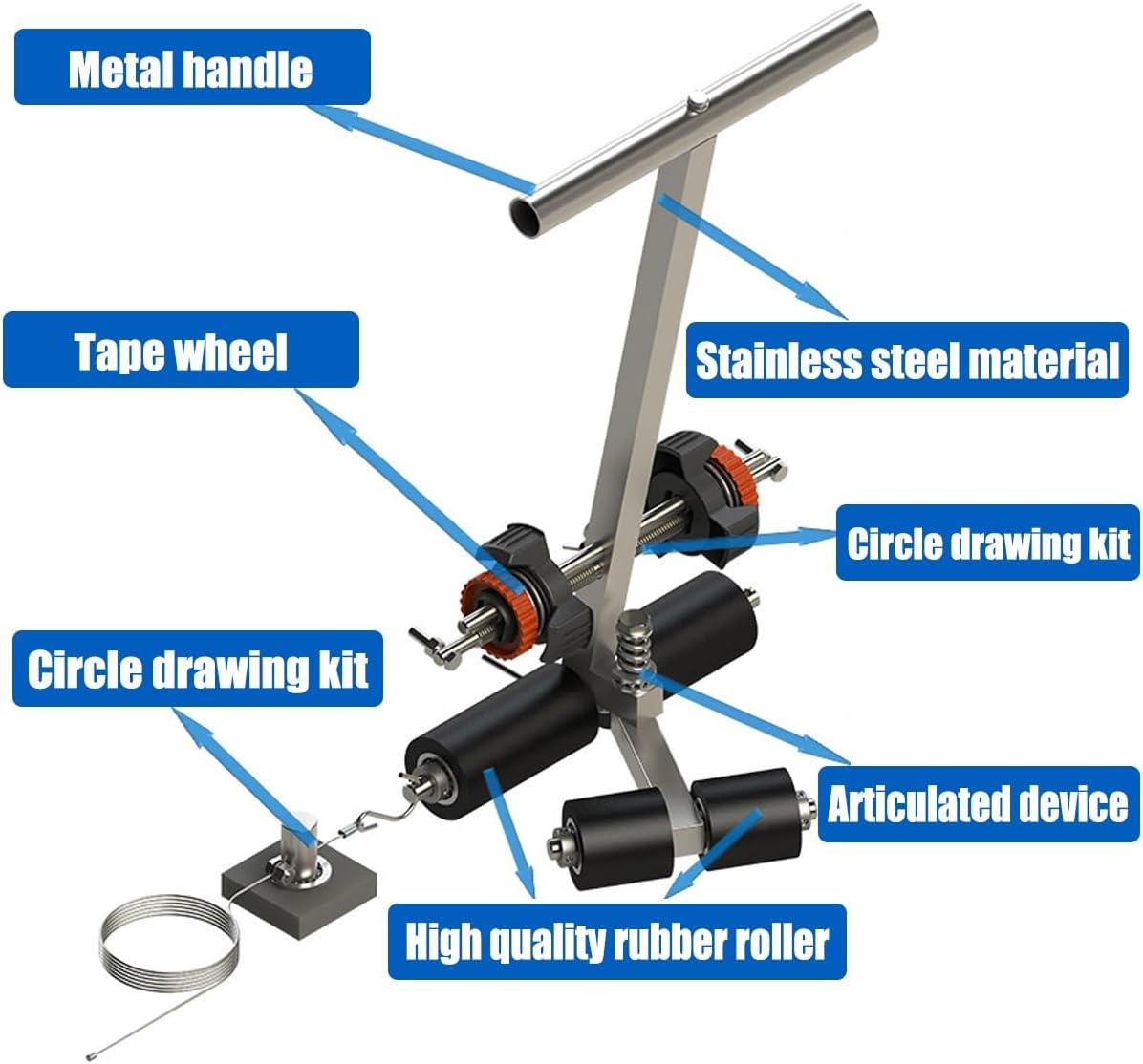 Court Line Tape Machine Court Marking Kit for Concrete Hand Push Floor Marking Tool Playing Field Line Striping Machines Basketball Court Marking Applicator Kit(