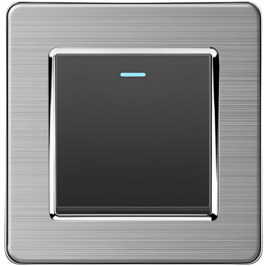 MEI JIA Brushed stainless steel panel Wall Switch Socket,1 gang 2 way Switch,single double 13A, light dimmer, 20A, 45A, TV,TEL, Computer, cooker, door bell, Artistic Modern Swich soket (1 GANG 2 WAY)