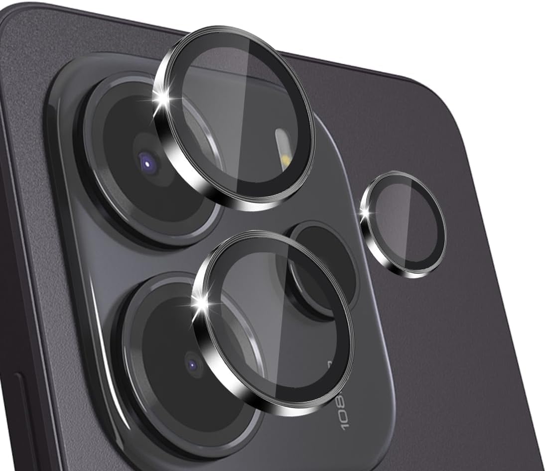 Full Protection Camera Lens Protector Compatible with Redmi Note 14, [Double protection] Metal + Tempered Glass, Camera Protector for Redmi Note 14