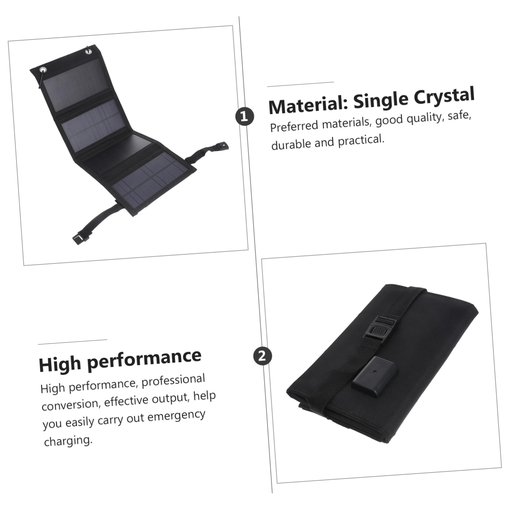 Toyvian Paneles Solares Plegables USB para Exteriores Equipo de Carga Solar para Dispositivos Móviles Material Duradero y Ligero