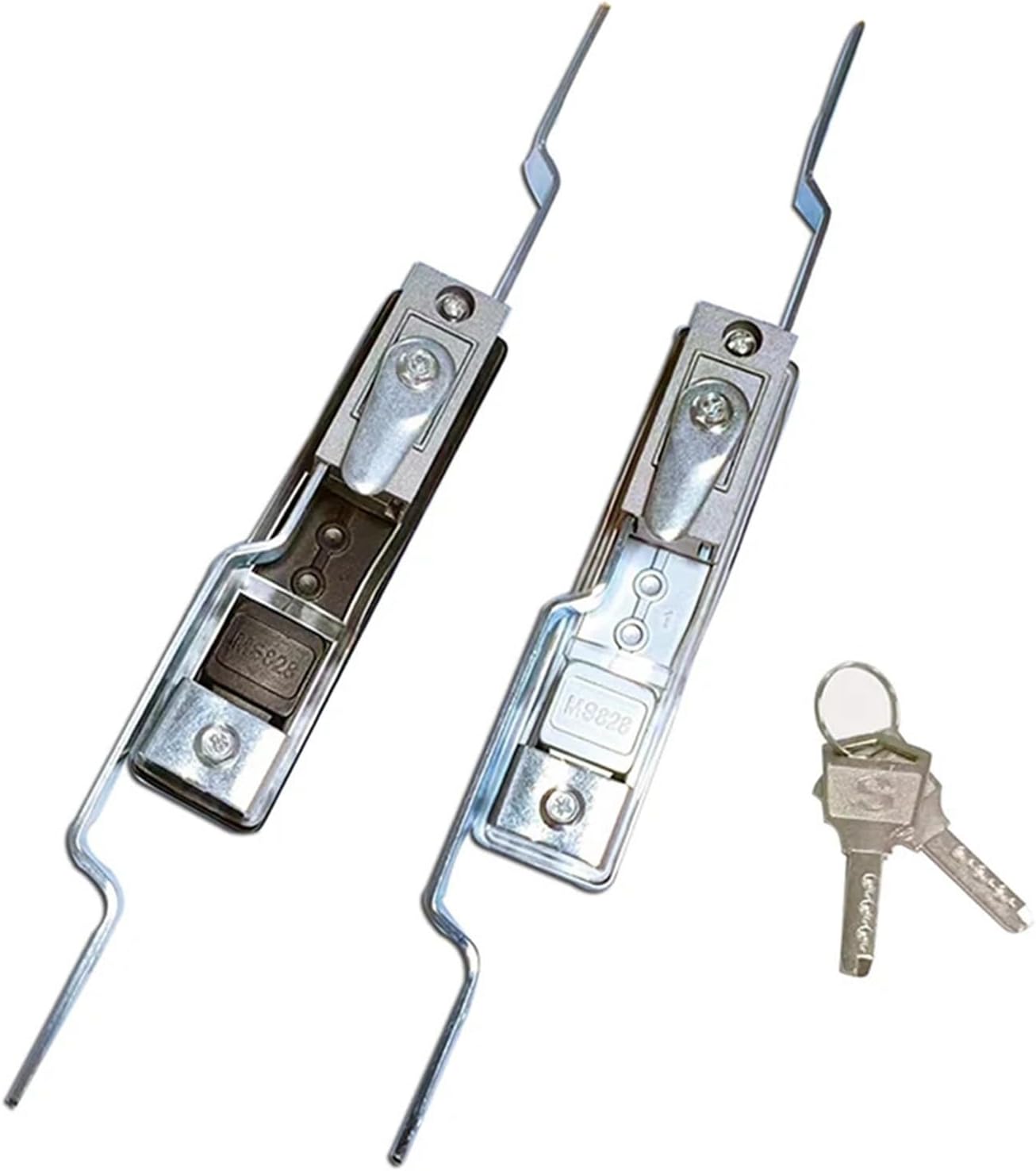 Zinc Alloy Control Lock Power Distribution Cabinet Door Connecting Rod Locks 2Pcs(2sets-Silver)