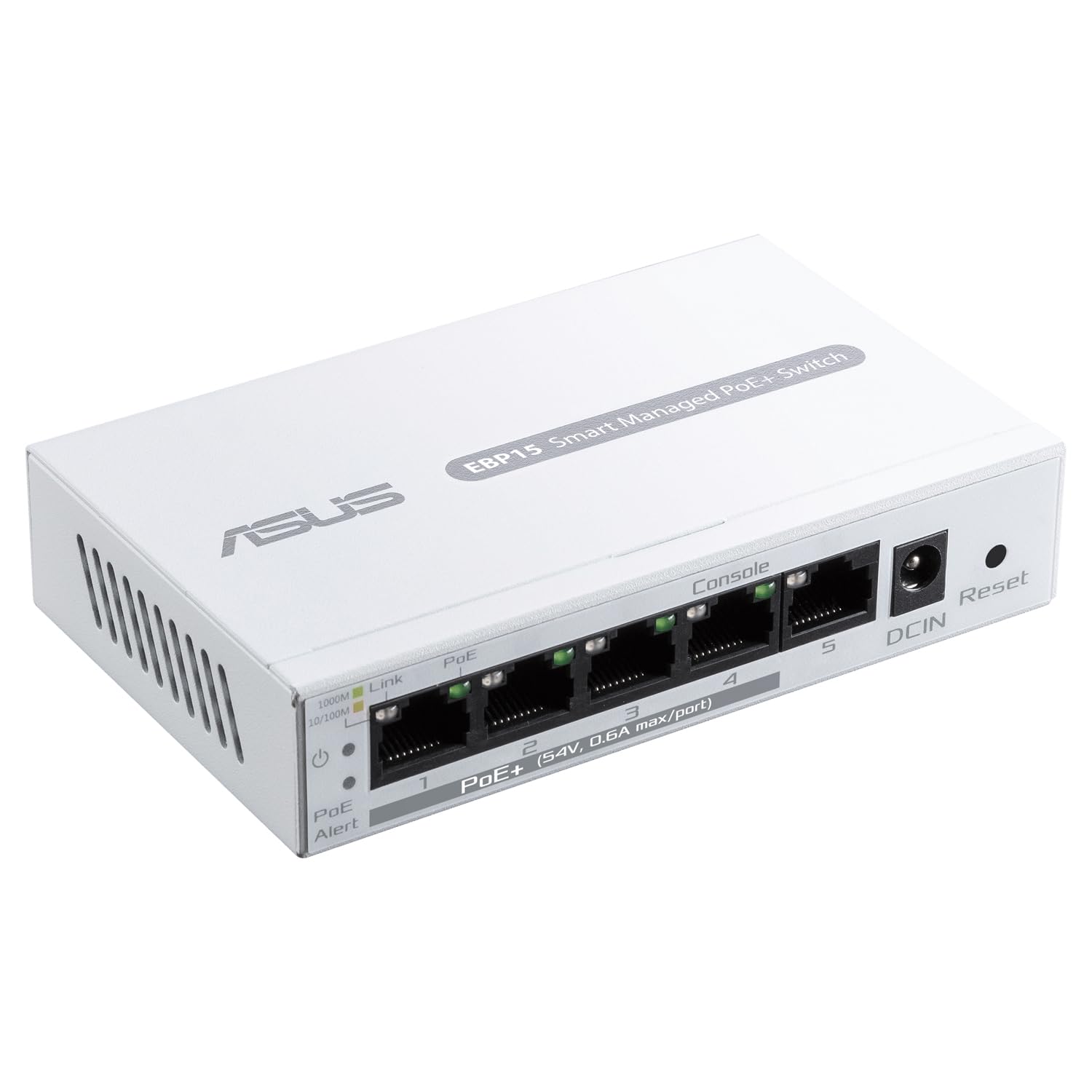 ASUS ExpertWifi EBP15 - Switch PoE+ gestión de 5 Puertos GbE, 4 Puertos PoE+, 60 W, Compatible con Puntos de Acceso PoE, cámaras IP, teléfonos VoIP, gestión centralizada con Router ExpertWiFi