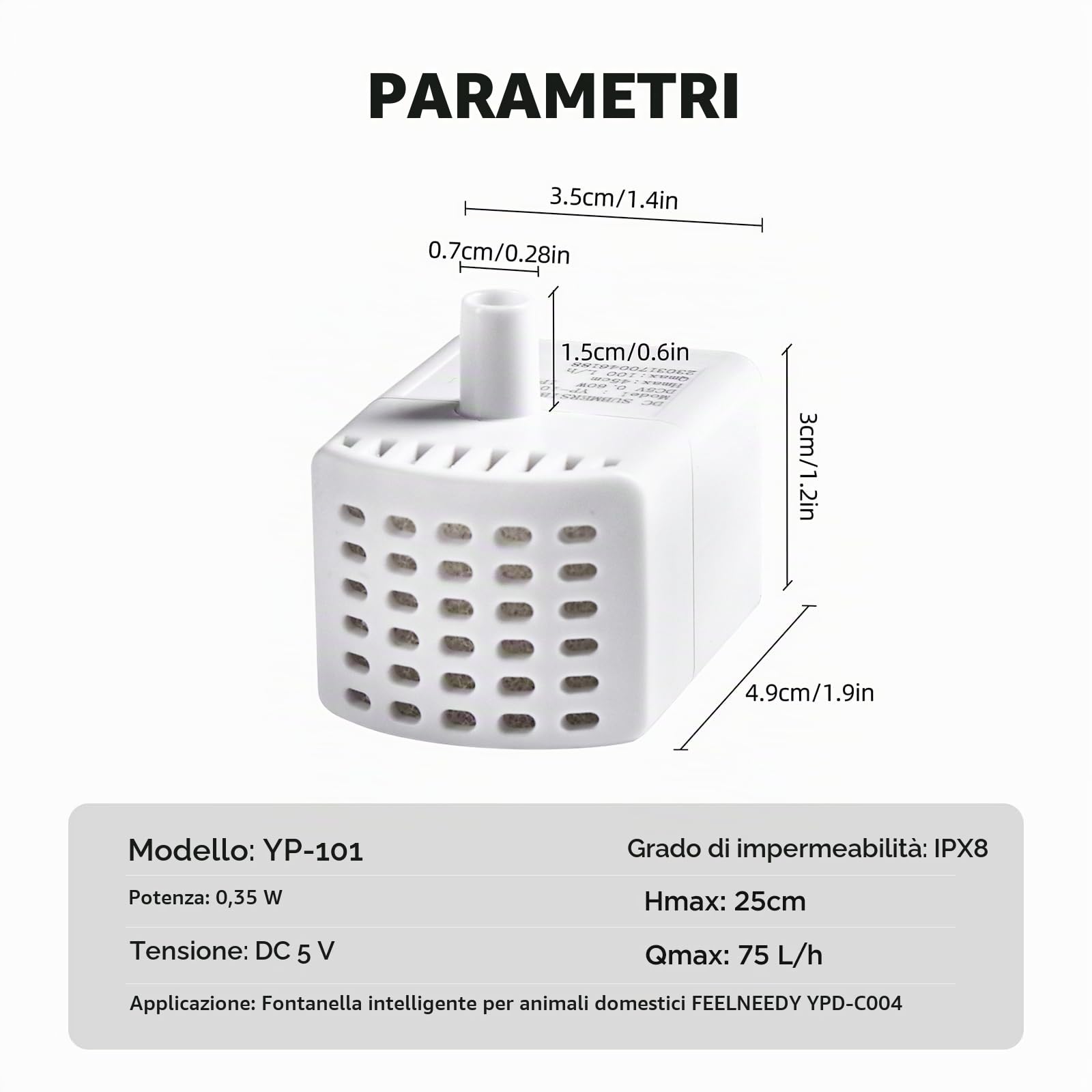 Pompa dell'acqua per FEELNEEDY YPD-C004 4L Fontanella per Gatti Senza Fili con Sensore di Movimento