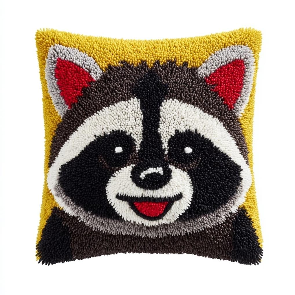AxiangziK DIY Latch Hook Kits 43x43cm,Smiling Raccoon