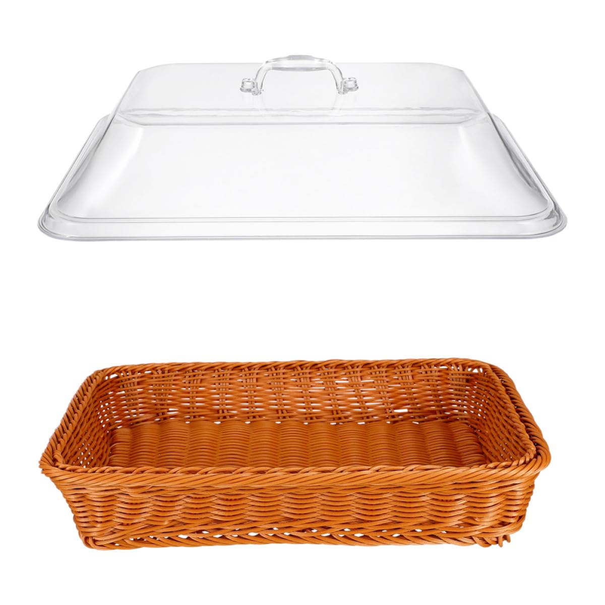 Cesta de ratán multiusos con tapa acrílica resistente para pan