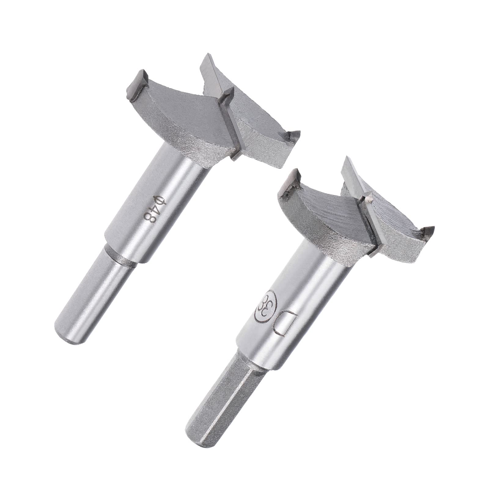 uxcell 48mm, 38mm Forstner Drill Bits Tungsten Carbide Wood Hole Saw Auger Opener