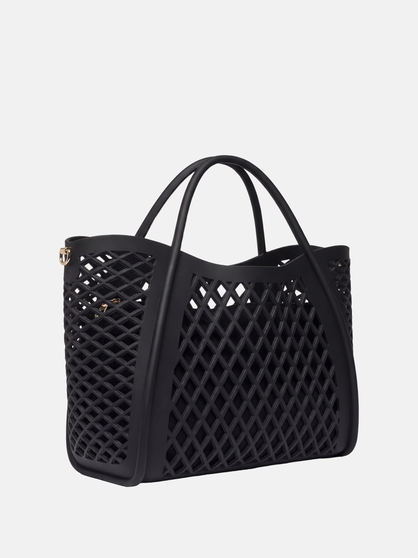 MARC ELLIS Borsa a Mano Donna Vegan Leather Nero - Chiusura Zip e Manici 39x40x21.5 cm Nero e Oro chiaro