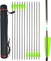 Vista 15 de AMEYXGS 6/12 flechas de carbono de tiro con arco de 34 pulgadas, 400 flechas compuestas de caza con plumas de pavo de 4 pulgadas, flecha de práctica