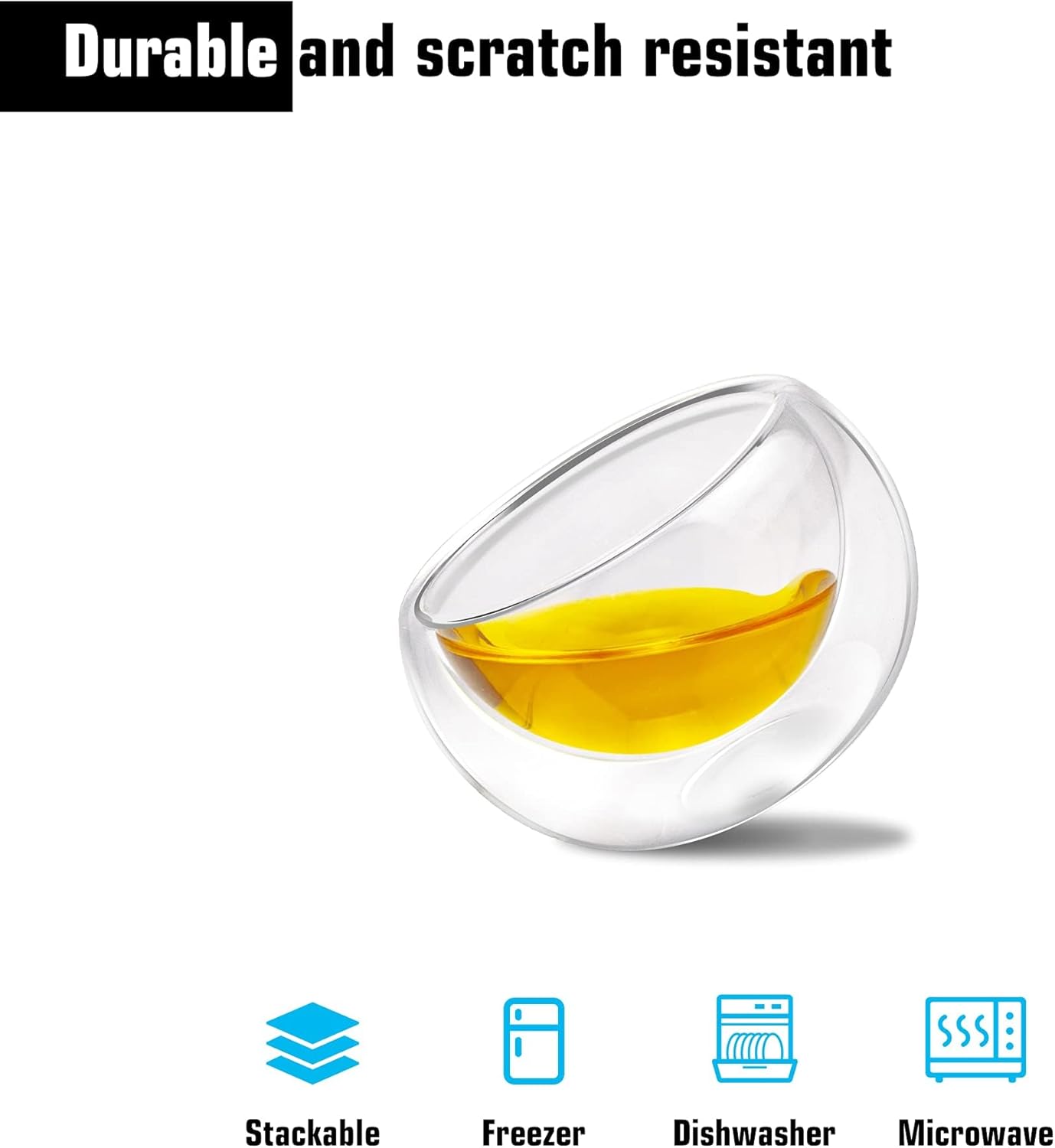 Double-walled Borosilicate Glass Tiny Teacups Each Holds 2 Oz／60ml (10 PCS)