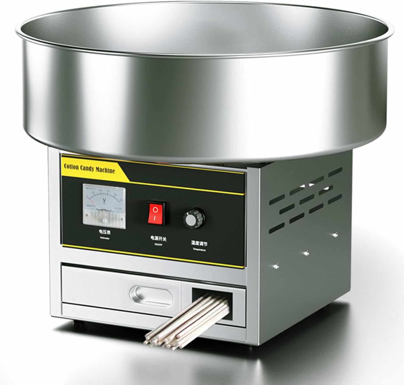 Máquina Comercial para Hacer algodón de azúcar, máquina eléctrica para Hacer algodón de azúcar de 1200 W con Recipiente de Acero Inoxidable, hogar, Fiestas Familiares~/