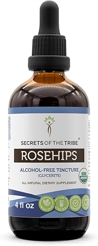 Secrets of the Tribe Rosehips USDA Organic Extracto sin alcohol, gotas de hierbas de alta potencia Hecho de 100% rosa mosqueta orgánica