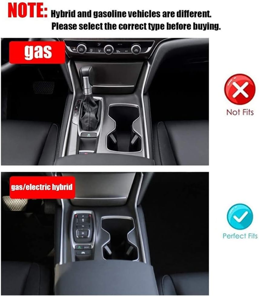 BOYUER for Honda Accord Hybrid ​2018 2019 2020 2021 2022 ABS Carbon Fibe 2Pcs Center Console Gear Shift Panel Frame Cup Holder Cover Interior Decoration Trim Accessories(Without Gear Lever)