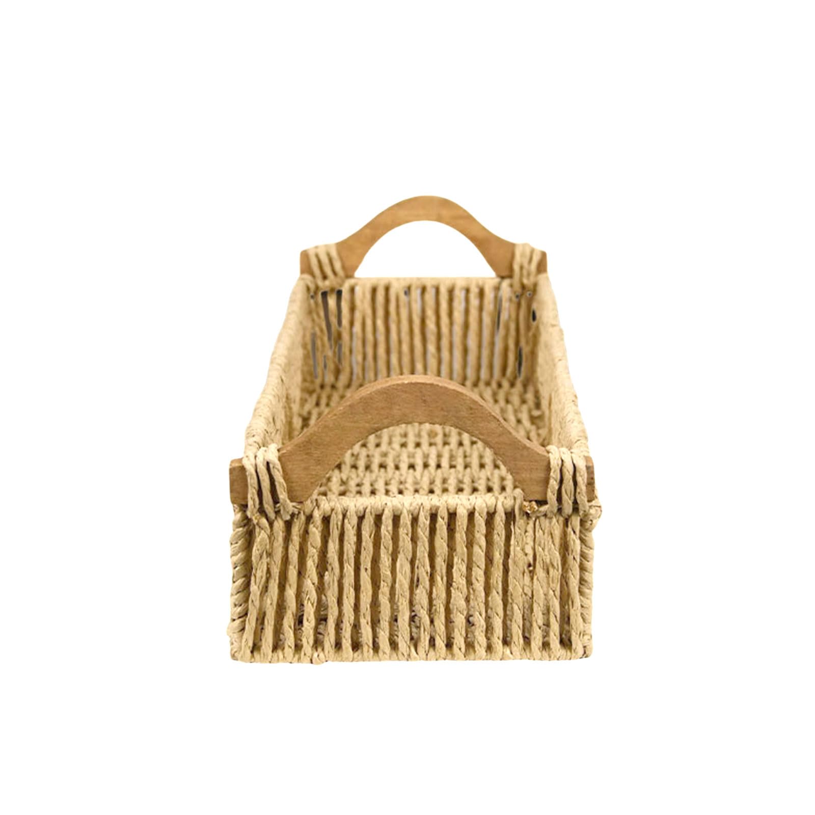 carotoe Natural Fiber Storage Bin with Wooden Base Natural Fiber Storage Bin Perfect for Bathroom and Living Room Bathroom Organizers Basket