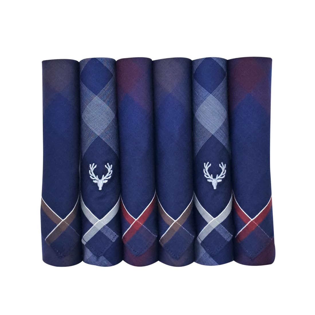 Men's Cotton Dark Handkerchief (Pack of 6) - Navy Blue