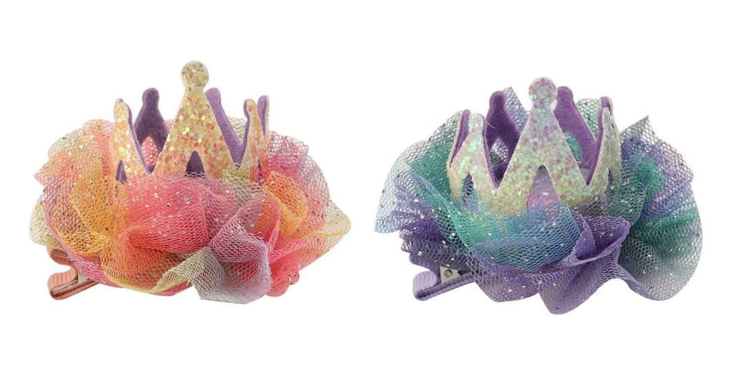 Yellow Bee Embellished Crown Aligator Hair Clips for Girls, Multi, One Size (Pack of 2)