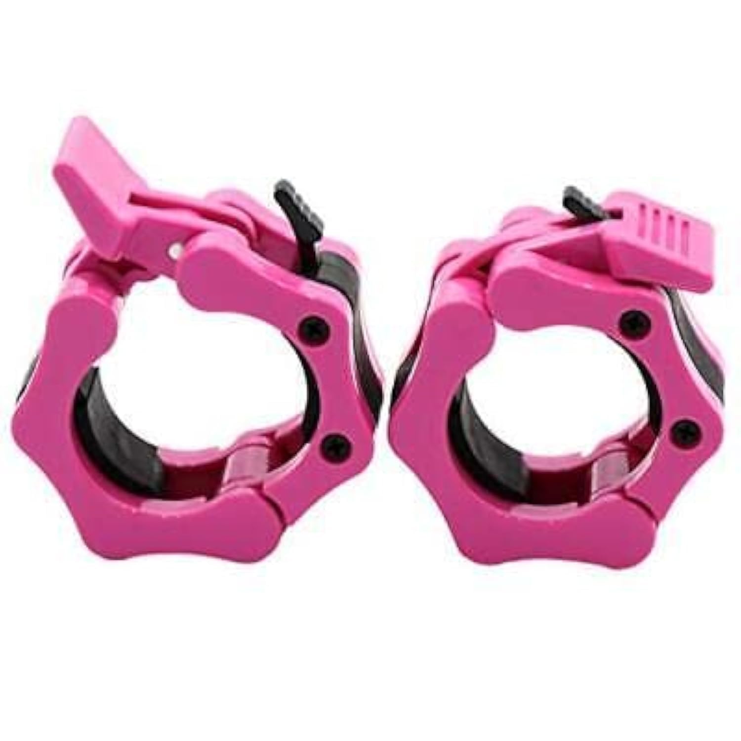 Barbell Clamps 2 inch, Heavy Duty Exercise Collars 2" Quick Release Pair of Locking Pro Olympic Weight Bar Plate Locks Collar Clips for Workout Weightlifting Fitness Training - PINK