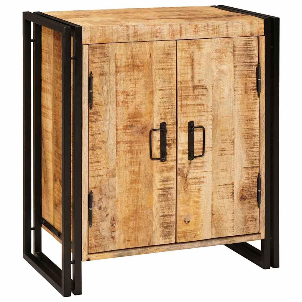 Commode en bois de mangue brut massif : un meuble de chevet artisanal marron pour votre chambre
