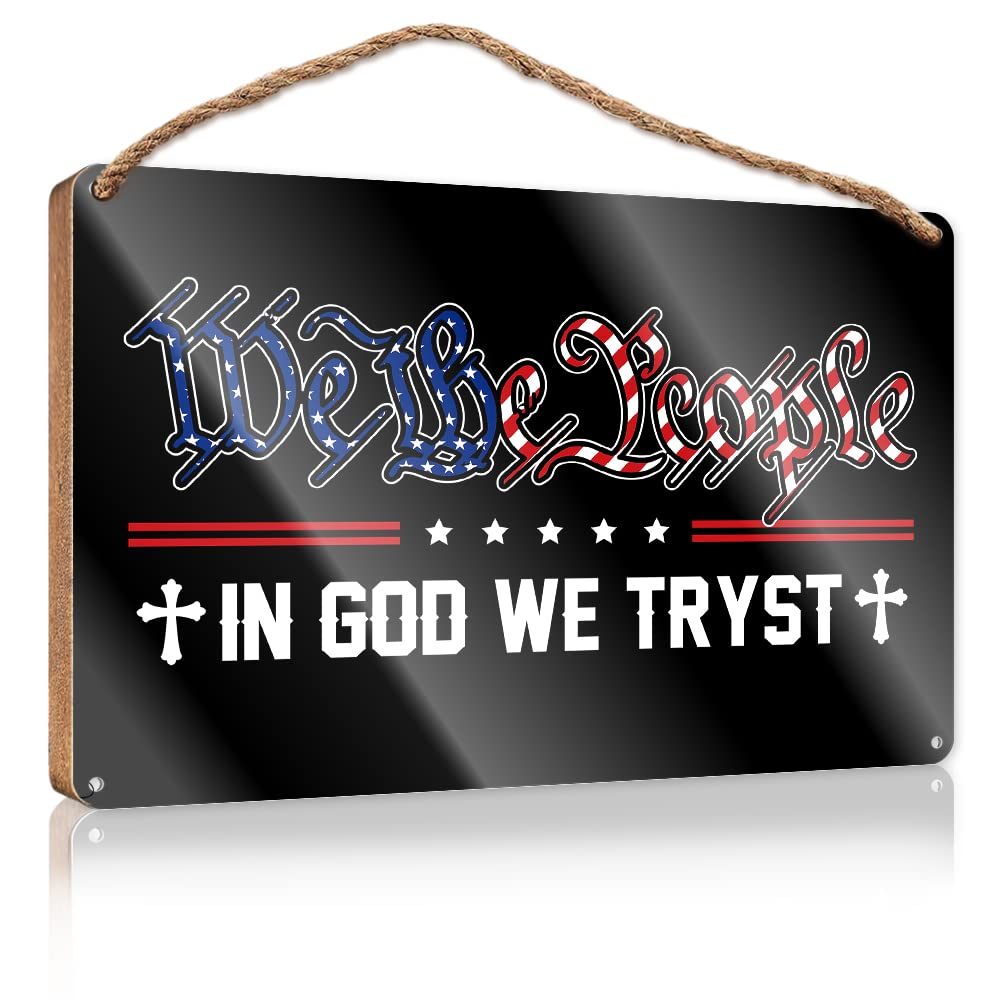 Warning Tin Sign We The People In God We Trust Wooden Sign Metal Signs For Bar Man Cave Signs For Men(20X30CM)