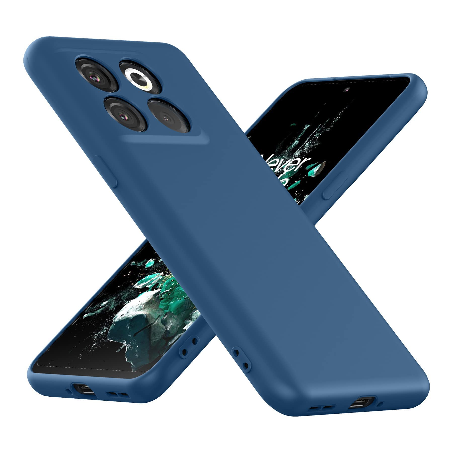 Muzz Oneplus 10T / Oneplus Ace Pro Case, Soft TPU Bumper, Anti-Fingerprints, Raised Edges, Blue