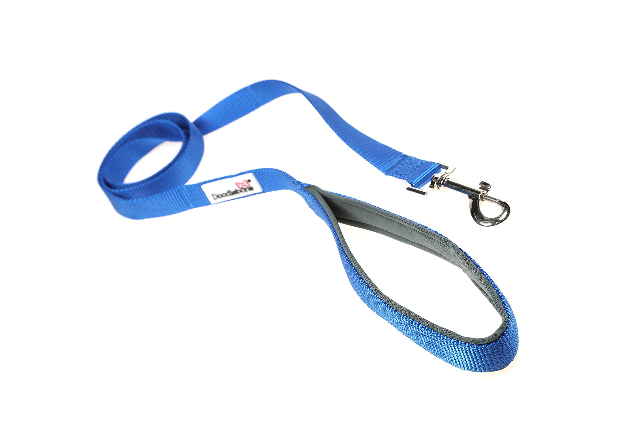 Doodlebone - Padded Dog Lead - Comfortable Dog Leash with Soft Neoprene Padded Handle, Strong Clip, 120cm Length, Machine Washable for Everyday Walks & Training - 25mm - Sapphire โ image 1