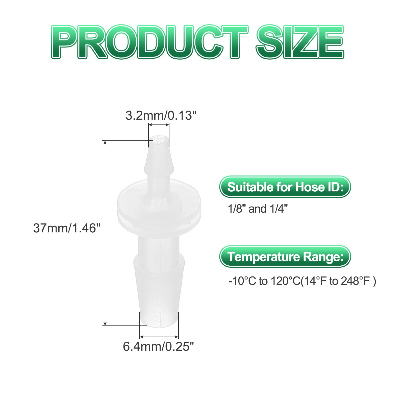 PATIKIL Riduttore a Barbetta per Tubo, 6 Pz 1/4" a 1/8" Connettori Tubi Id Giunti Plastica Raccordo Tubi Splicer Mender Adattatore Unione per Aria Acqua Carburante Gas Acquario, Bianco