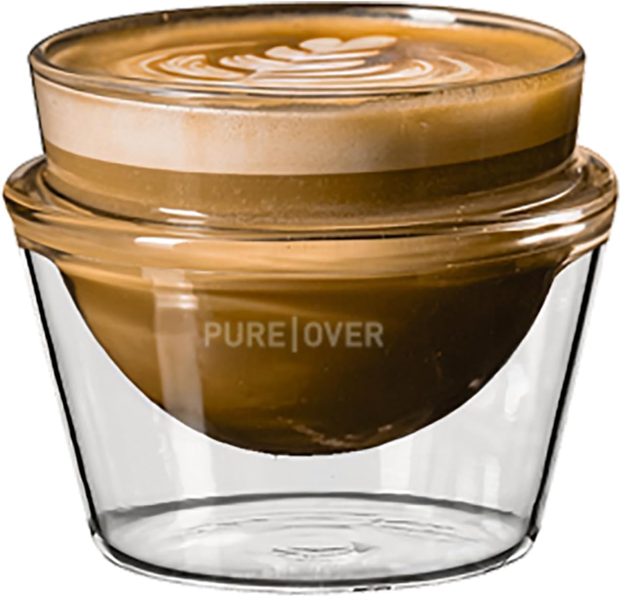 Pure Over Espresso Drinks Coffee Cups | Latte, Cappuccino, Cortado, Flat White | Non-Toxic | Borosilicate Double-Walled Glass | 5 Oz, 6.5 Oz, 8.5 Oz,