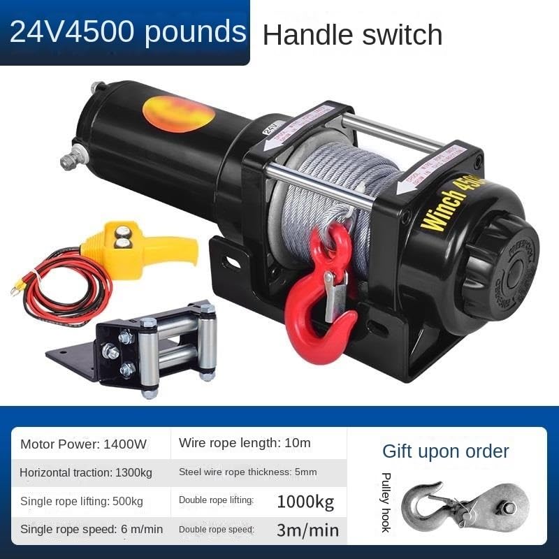 Cabrestante eléctrico portátil 12v 24v para vehículo miniatura 2