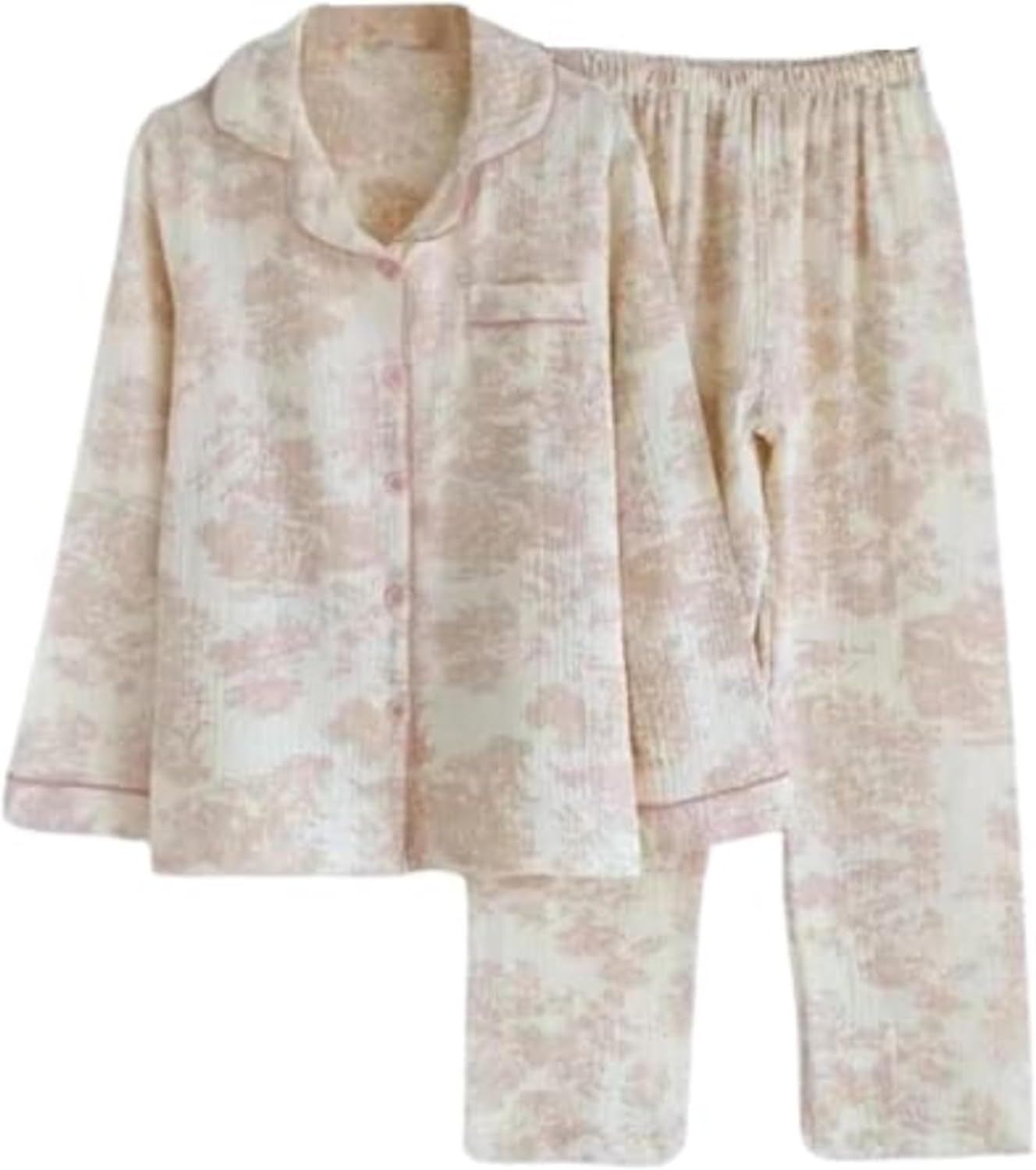 Vhitler Linen Set Coquette Womens Pajamas Set Summer Lounge Sets for Women Old Money Aesthetic