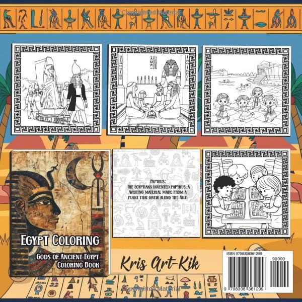 Egypt Coloring Book for Kids: Discover the world of ancient Egypt - for children aged 4 to 8. 50 beautiful pictures and 50 interesting facts about Egypt - Image 2