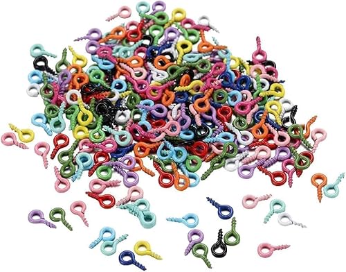 200 Stück bunte kleine Schraubösennadeln, Augenschraubenverschlüsse, Schmuck-Ösenhaken, selbstschneidende Schrauben, Mini-Creolen, Bastelösen für DIY-Schmuckherstellung, Kunst, Handwerk und Nähen
