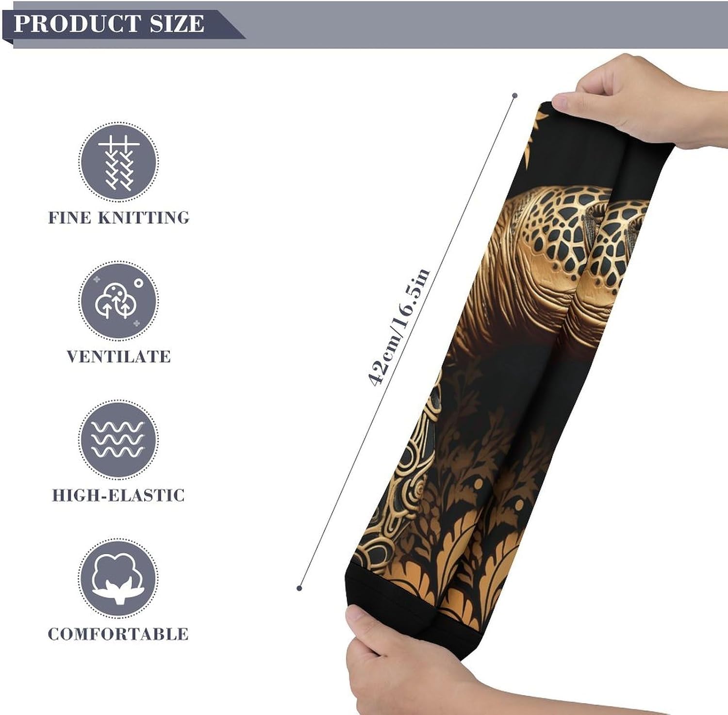 Gold Sea Turtle Knee High Soccer Socks Moisture Wicking