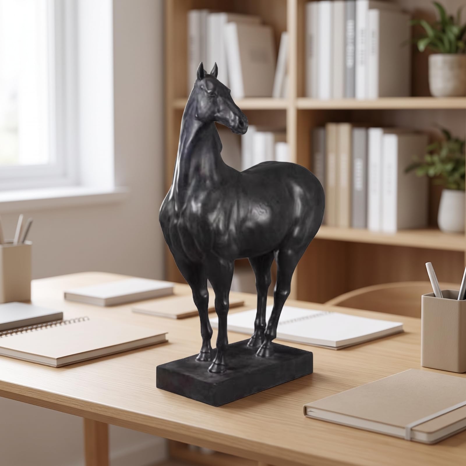 Scultura di Cavallo con Base , style to 1 , Colore Effetto Invecchiato