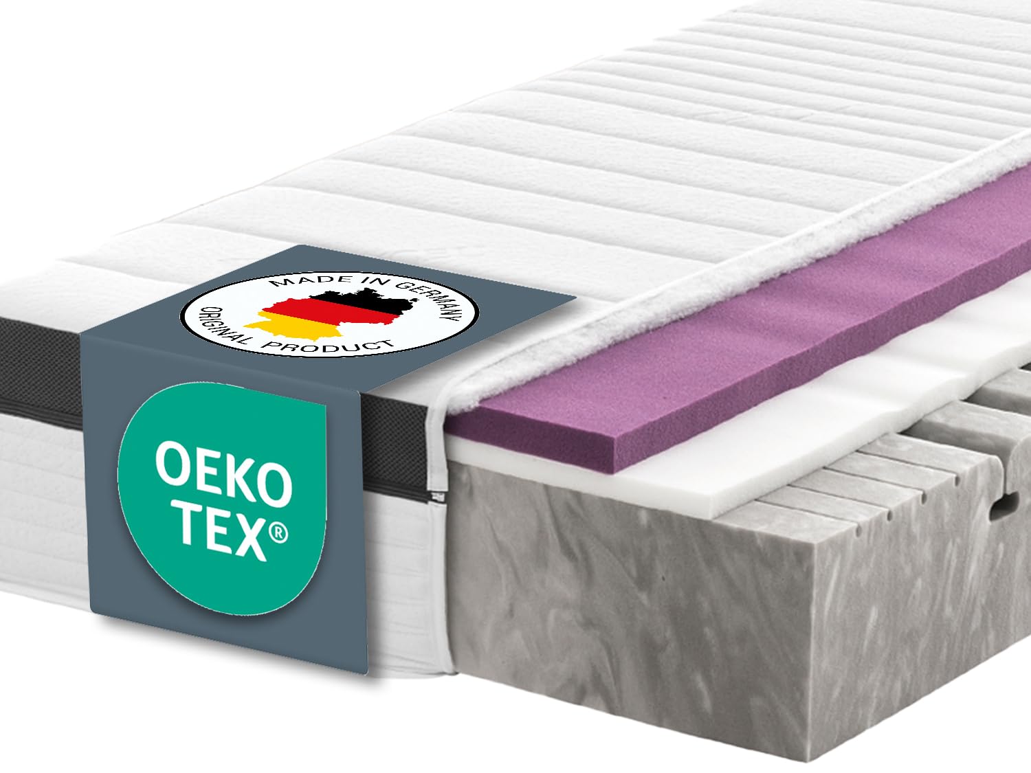 Ravensberger Matratzen Struktura-MED Gel Komfortschaummatratze – 7-Zonen – 90 x 200 cm – Härtegrad H2 – mit Gel-Auflage – waschbarer Tencel-Bezug – Oeko-TEX® Zertifiziert – produziert in Deutschland