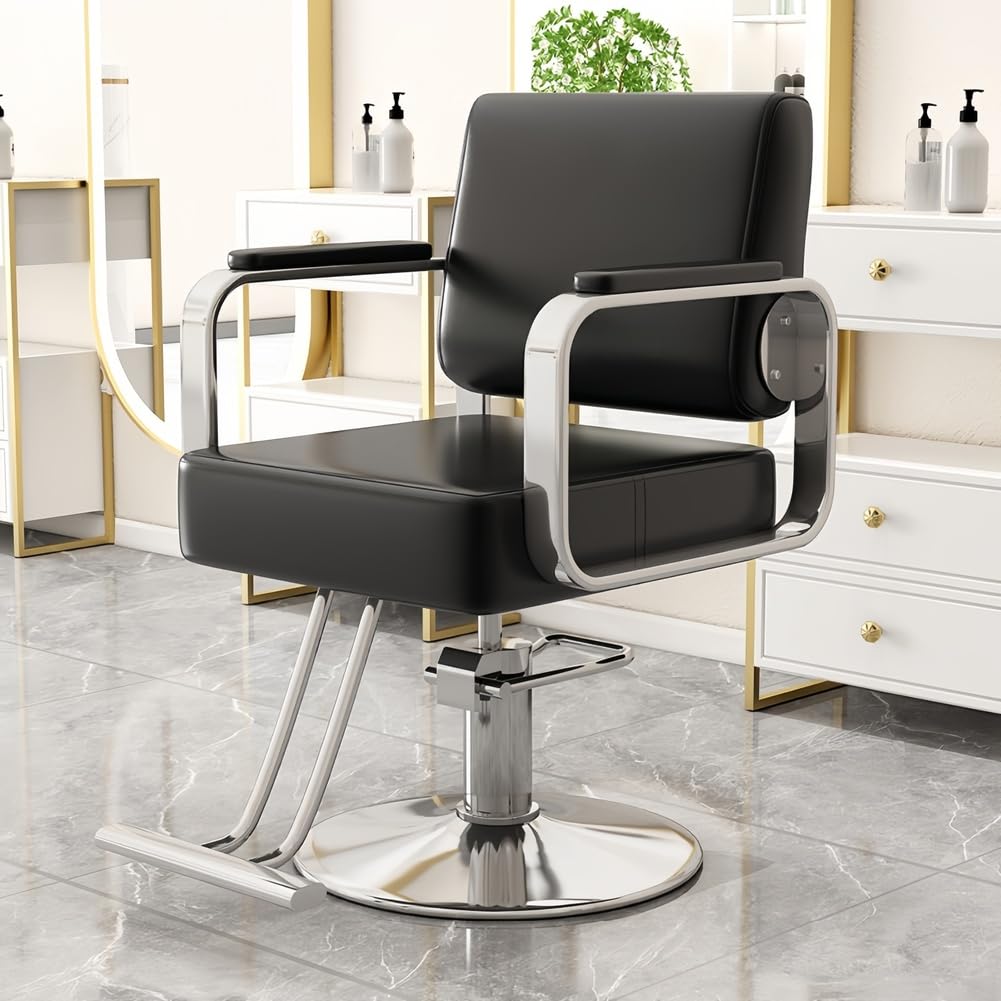 Friseurstuhl - Stuhl höhenverstellbare Friseurstühle stilvoll und langlebig | mit Fußstütze, höhenverstellbar, 360° drehbar, verschleißfestes PU-Leder, für Friseure