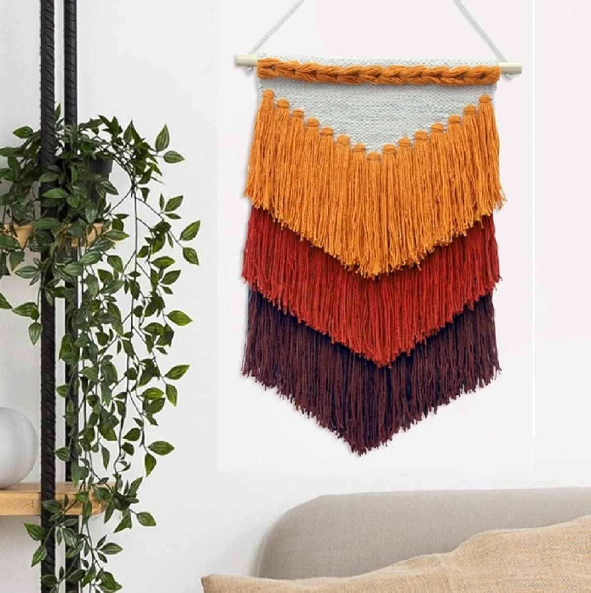 Osric Wall Hanging Bohemian Nordic Woven Wall Decor Tapestry Hippie Beautiful Geometric Art for Apartment House Living Room Home Decoration (55x30, Mustard multi/wall 23) (B0973D4L3Q) Amazon Price History, Amazon Price Tracker