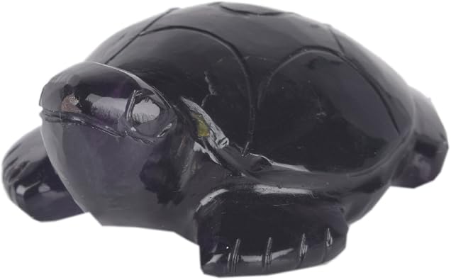 gemhub Hand Carved Violet Amethyst Gemstone Turtle Approximately 100.00 Ct Carving Luck Fortune Healing Statue DE-258