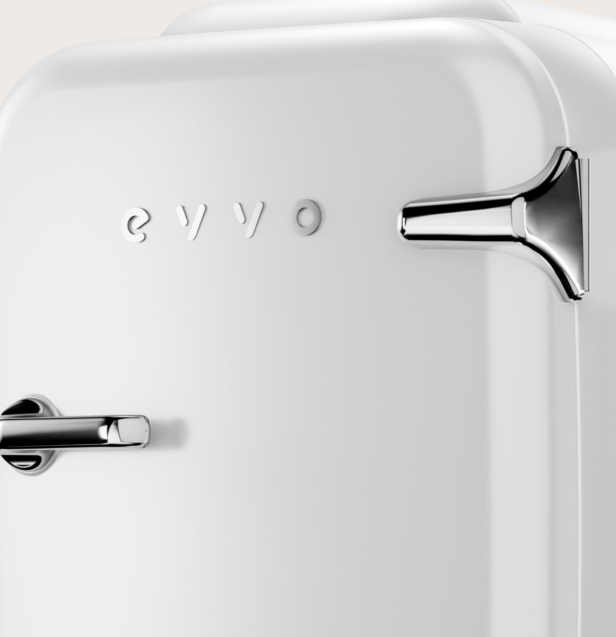 EVVO F4 Mini Frigorifero Retro Bianco 4L - Mini Frigorifero per Creme, Trucco e Bellezza | Mini Frigorifero Portatile per Stanza, Ufficio e Auto | Funzione Fredda e Calore | Silenzioso | 12V/220V