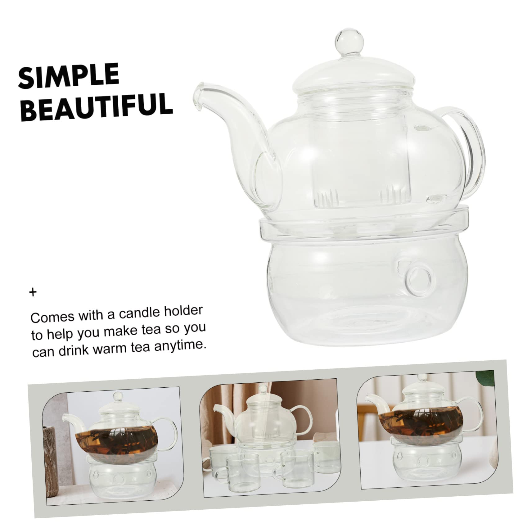 Cabilock Té Con Tetera De Vidrio Colador De Té Accesorios Para Ceremonia De Para Infusiones Salón