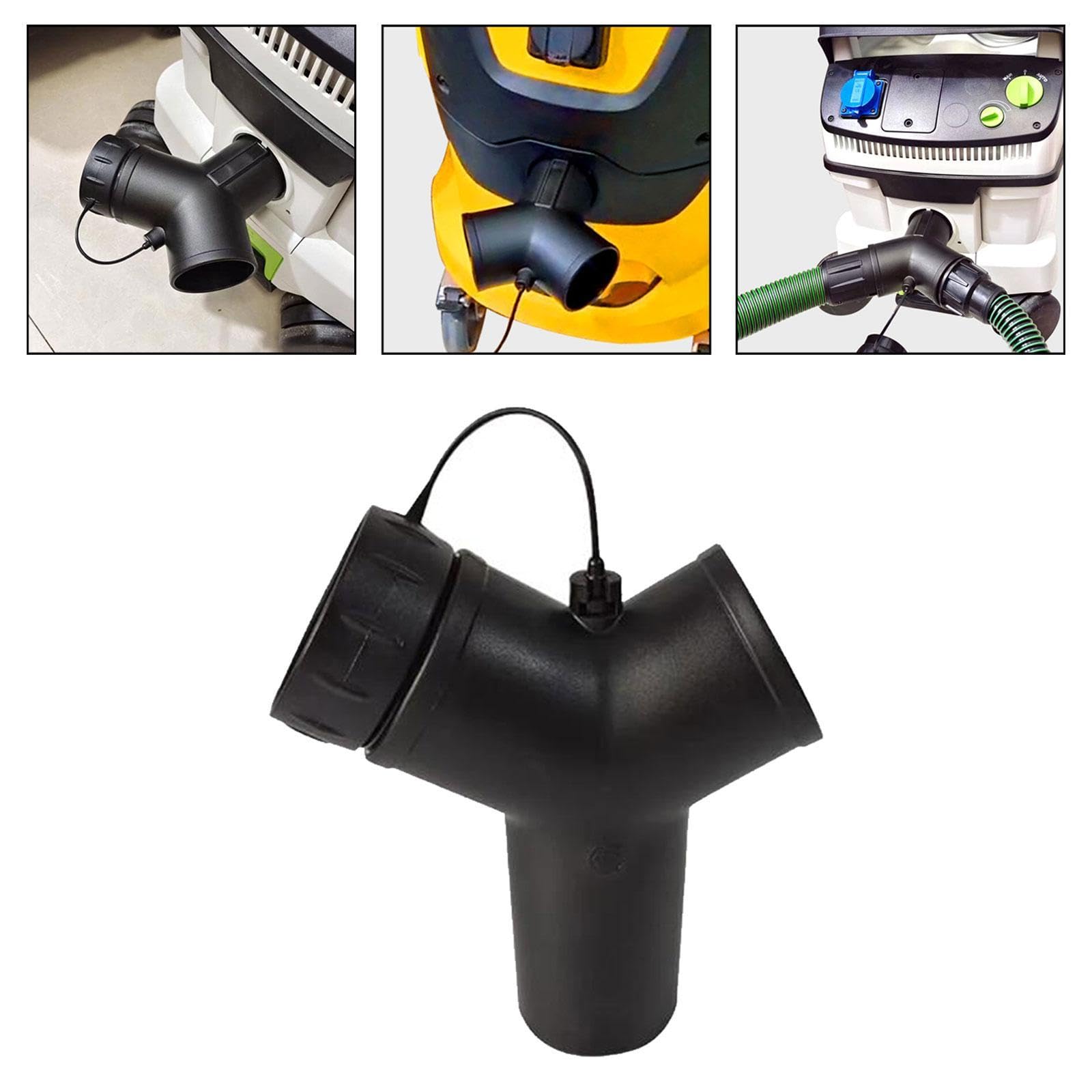 perfk Conector de Tres vías para aspiradora Industrial, Adaptador para aspiradora, reemplazo del Adaptador Giratorio, Accesorios Negros, Conector de 3 vías