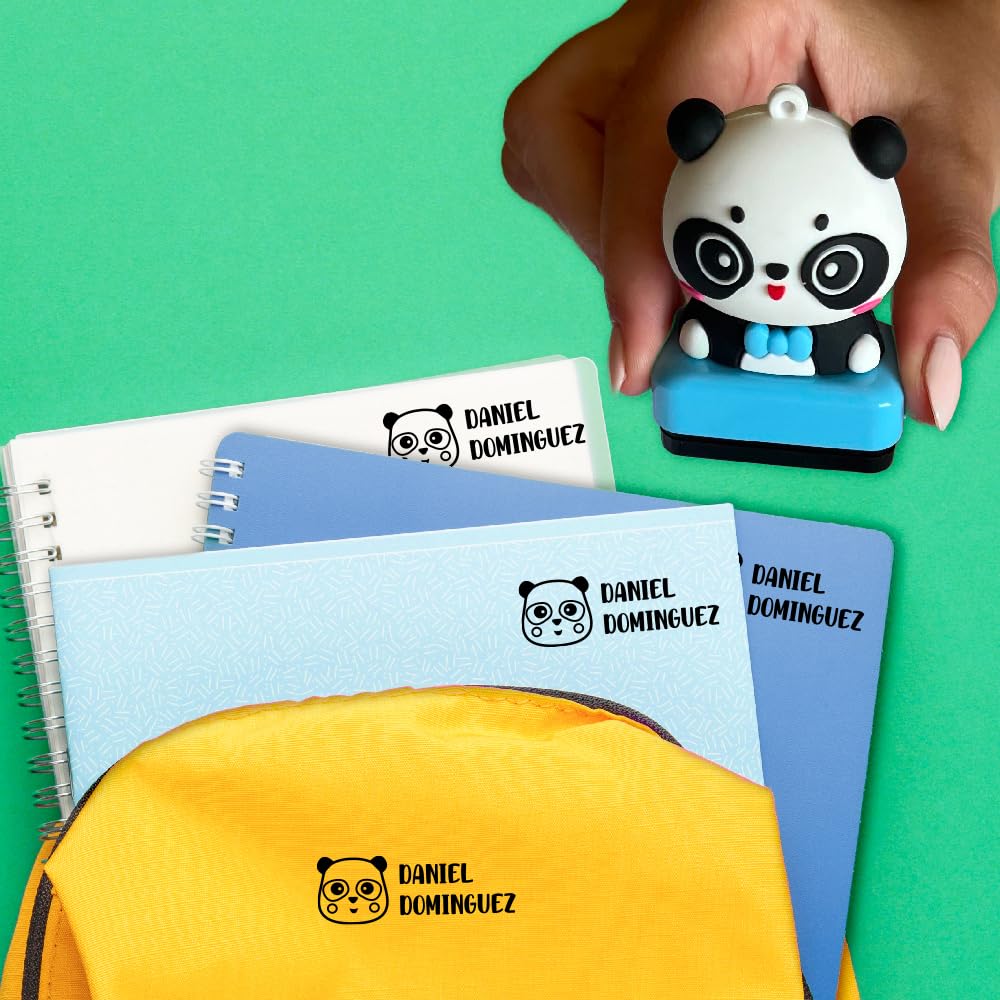 Transparent Gift Sello Personalizado para Ropa Infantil con Nombre Muñecos Animales. Sellos Personalizados Ropa Niños. Sello para Marcar. Tinta Negra Resistente al Agua. Regalos de Vuelta al Cole